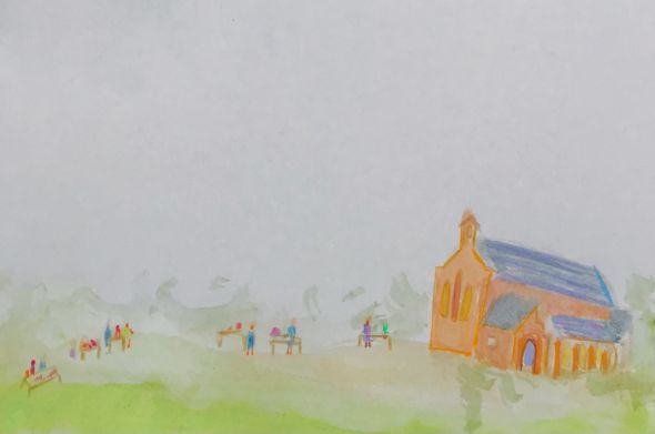 Hand drawing of St Barnabas Church